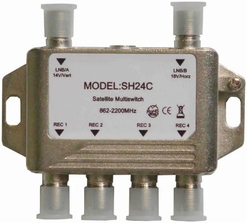 Мини Портативный 2x4 спутниковый сигнал Multiswitch LNB напряжение diseqc 2x4multiswitch 2 входа 4 выхода multiswitch