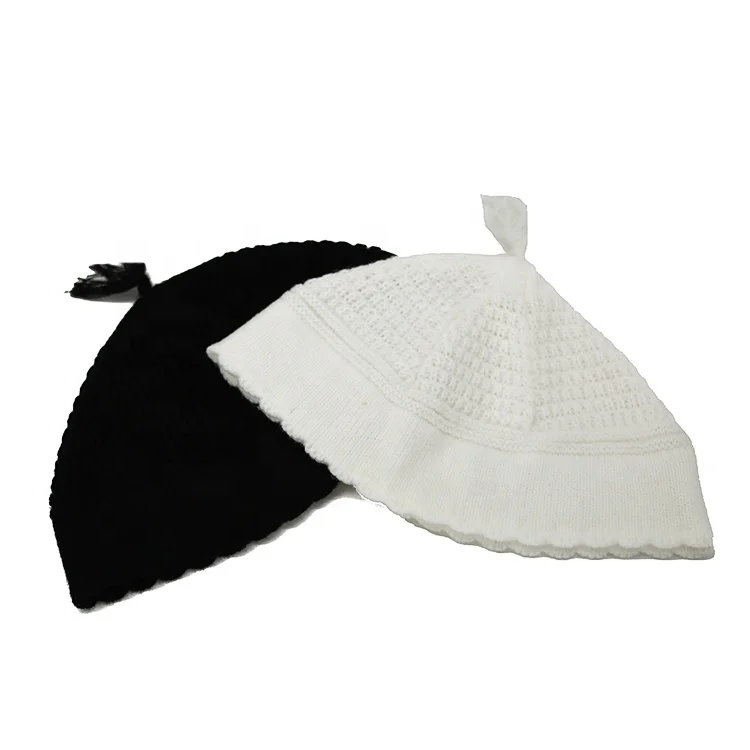 Customized Knitted Jewish Hat Beanie Kippah Judaica Yarmulke Kippot Skull Cap White Black Red Blue Embroidery Men Kids 24cm