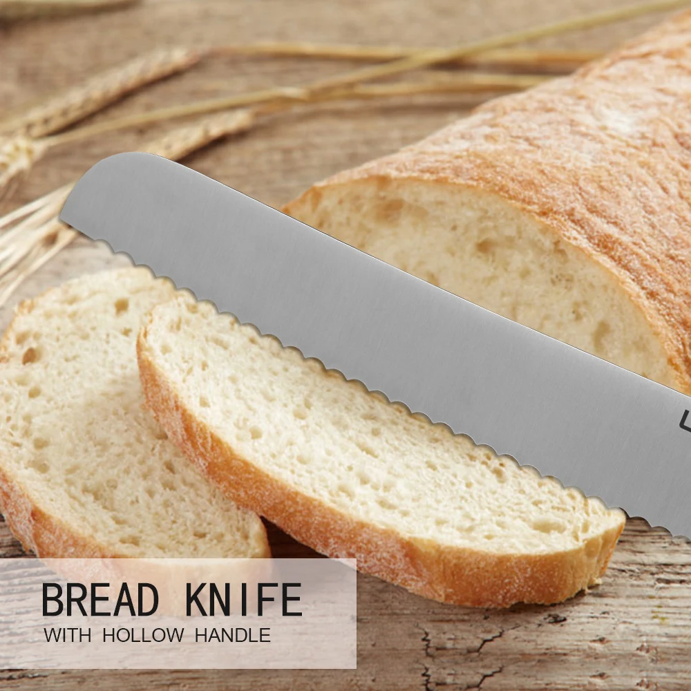 9 pcs Knife Set Kitchen Knife set Block Set Knife with Integrated Hollow Handle