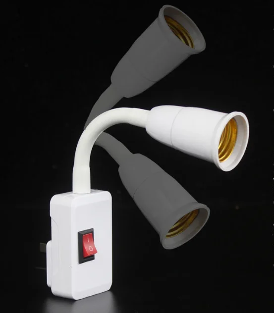 Plug-in LED Nightlight E27 with Switch Universal Cap and Bulb Changeover Holder Table Lamps Gold Glass DC Industrial Modem ABS