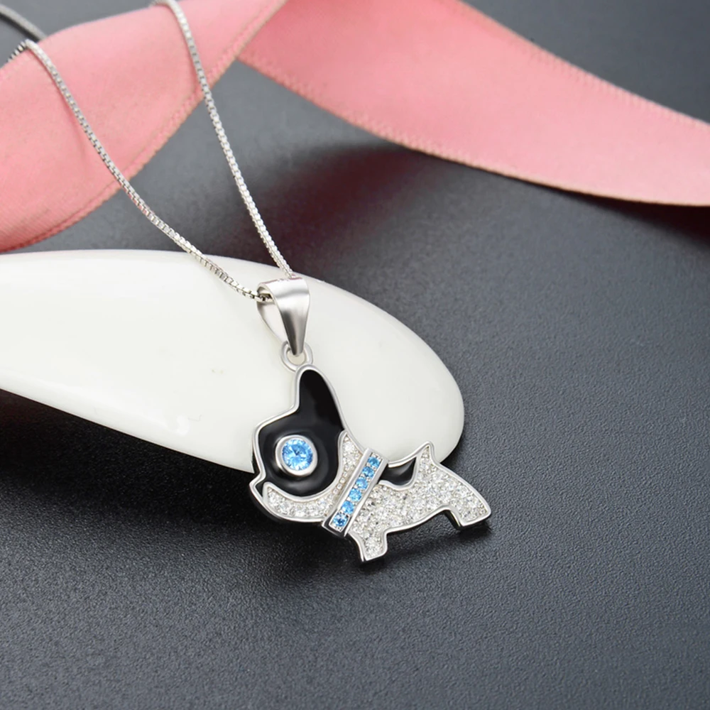 Women girls silver jewelry s925 sterling silver lovely cute child silver animal pendant cartoon dog necklace pendants