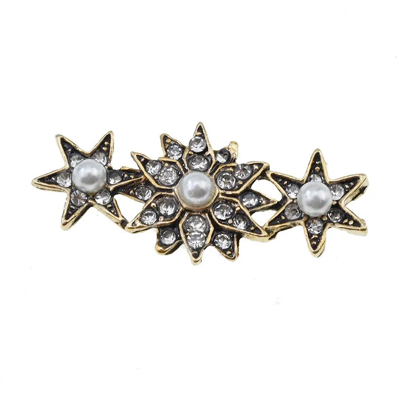 Antique gold Alloy accessories Bow diy Handmade materials small fresh diamond set pearl diamond button