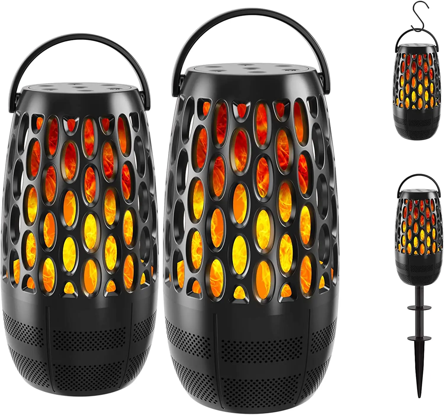 Factory wholesale  price Outdoor IPX6 TWS Flame Bluetooth Speakers Waterproof  Wireless Torch Atmosphere Speakers with Stake