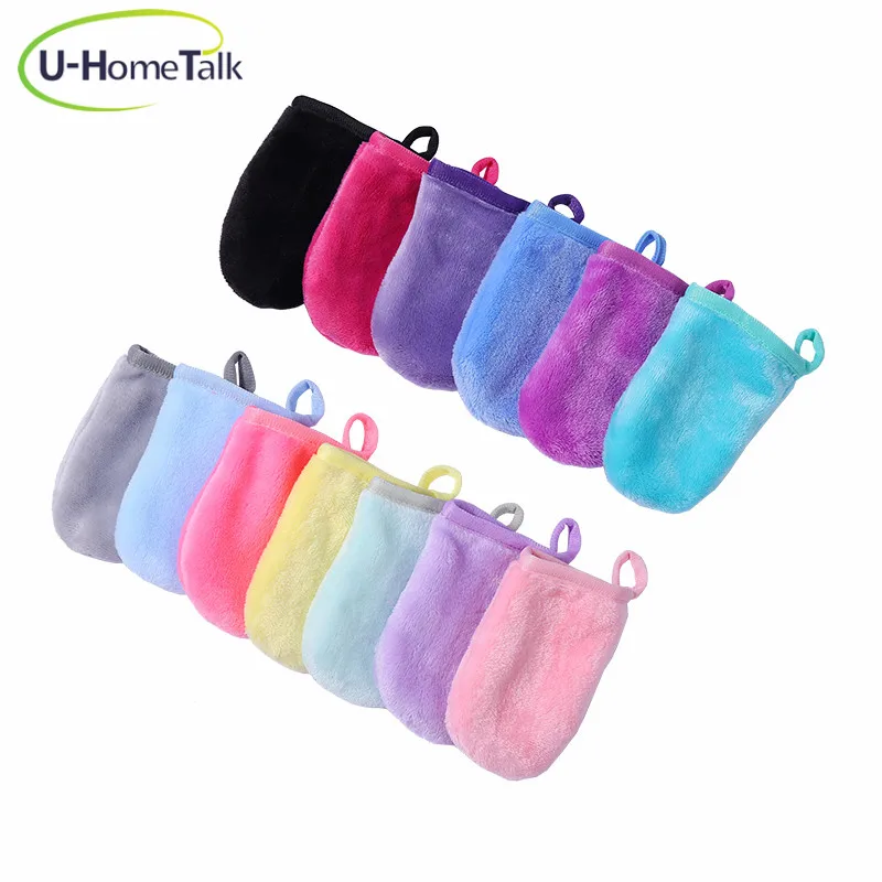 Custom LOGO Soft and Skin Friendly Microfiber Makeup Remover Mitt Face Clean Gloves Body Facial Massage Mitt