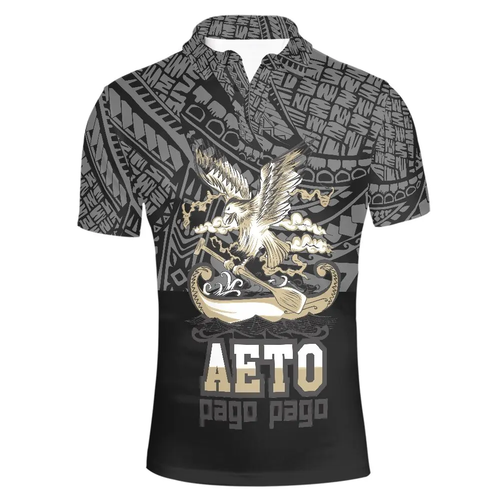 Custom Samoa tattoo and Eagle design cool summer men classic high quality fashion comfort plus-size custom POLO short sleeves