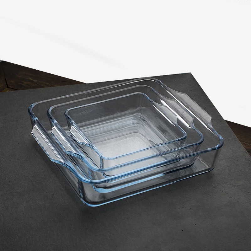 New Arrival Heat Resistant Square Steel Glass Baking Tray With High Quality Tempered Glass Baking Tray Dishes For Cooking