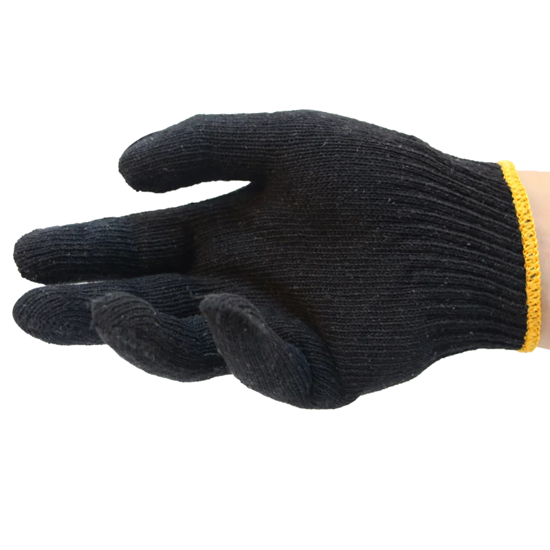 Wholesale Custom Black stain resistant Cotton Knitted Hand Gloves for worker men hand protection