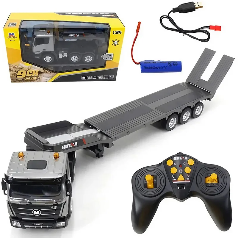 Huina 1318 2.4G 9CH 1 24 Demo 12 Wheeler Plastic ABS DIY Kit Electric RC Trailer Truck Vehicle Toy for Engineering Hobbyists