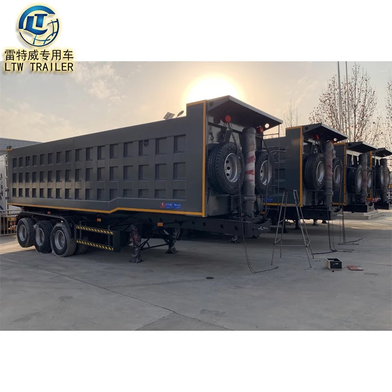 Tri axle 4axle 40 cubic meters tipper hydraulic Heavy Duty  rear dump  tipping truck and trailer for sale