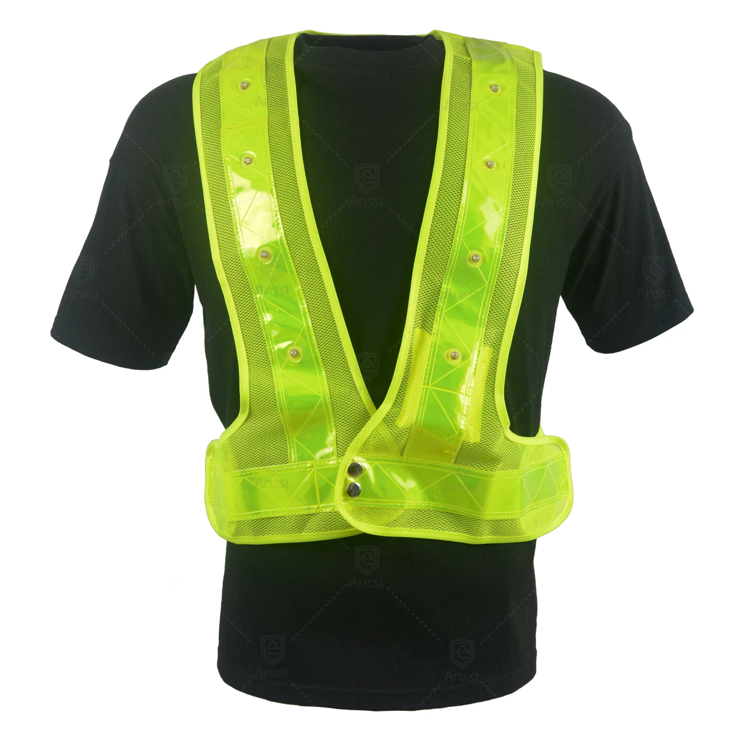 Дешевые Модные дышащие безопасности дорожного движения hi vis светодиодные фонари для прогулок жилет с поясом с ПВХ светоотражающими лентами