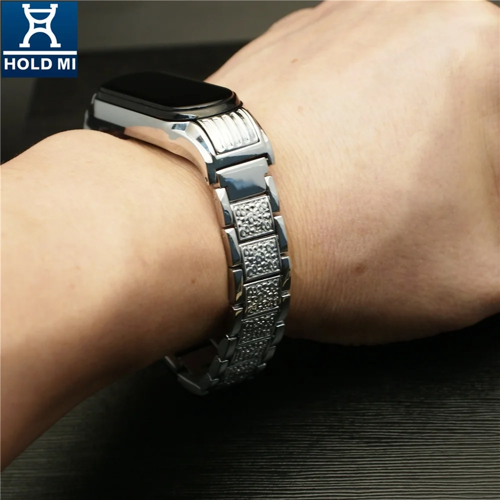 Replacement Strap Band Silver Color for Xiaomi Wristwatch Miband 4 Strap Hold MI Stainless Steel Avengers Logo Case Design 43048