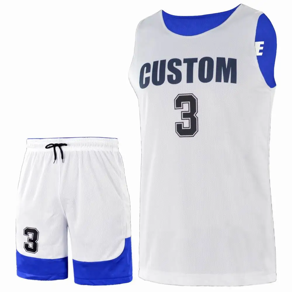 Latest Custom Oem Boy Basketball Short Print Blank Jersey Wear Set Reversible College Basketball Uniform For Men