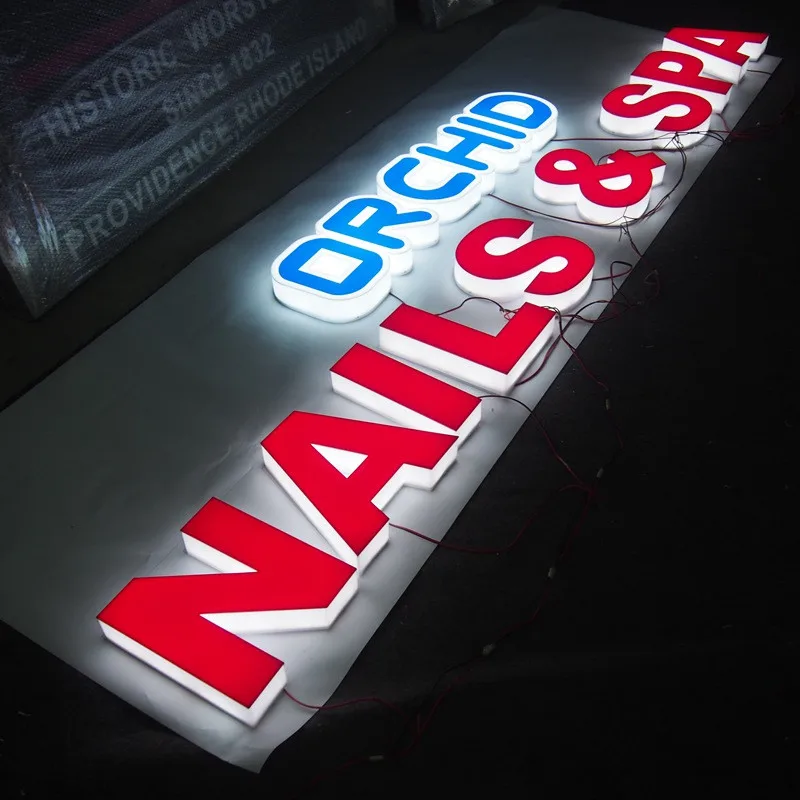 Longlu outdoor custom size shop logo 3D light up full acrylic led channel letters sign