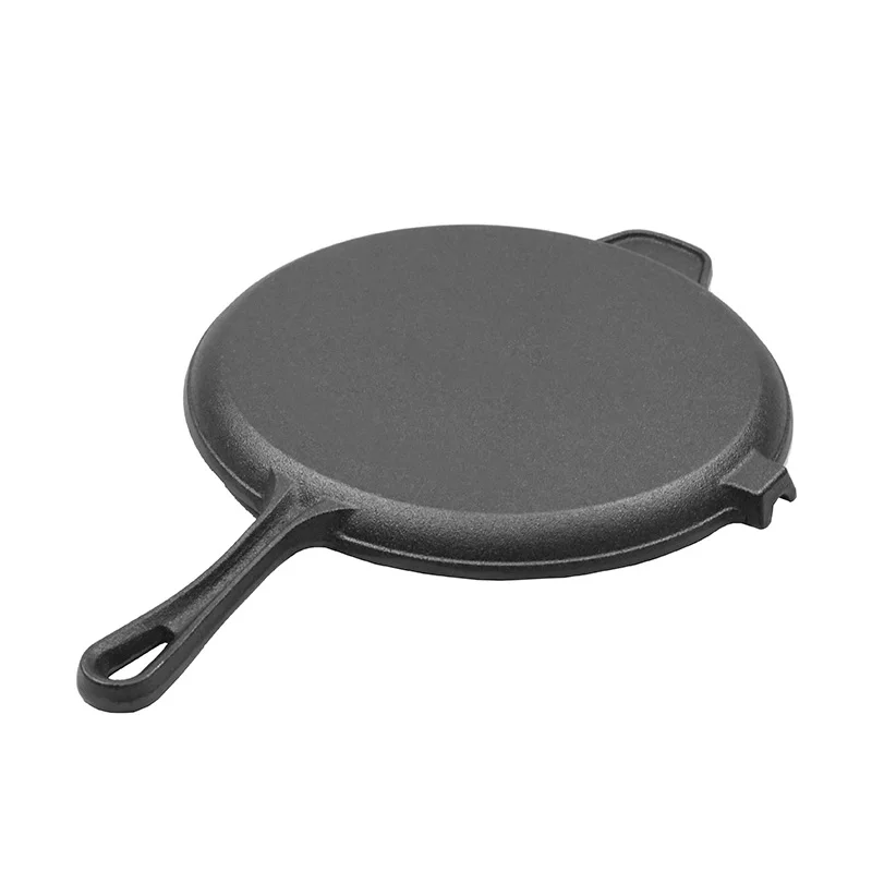 Wholesale Non stick Cast Iron Camping Round Frying Pan Pre Seaoned Griddle Grill Pan For outdoor and Kitchen Cooking