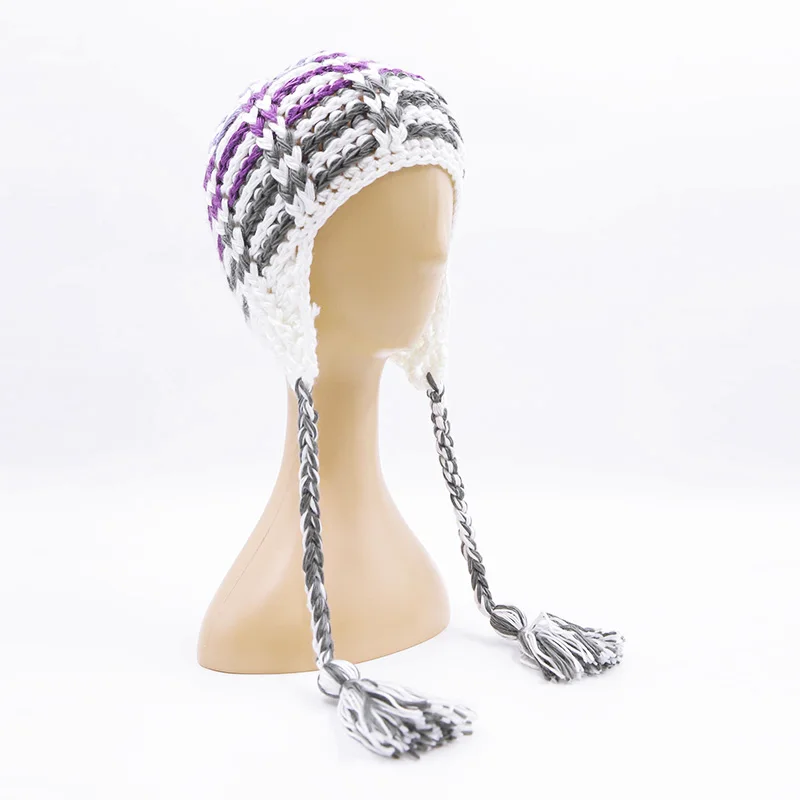 Fashionable Hand Woven Cable-Knit Single Layer Autumn Woolen Yarn Warm Knitted Hat