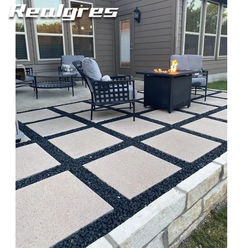 600x600 External Terracotta Tile Exterior Travertine Tile Garden Walkway Sandstone Anti-Slip 2cm Outdoor Porcelain Floor Tile