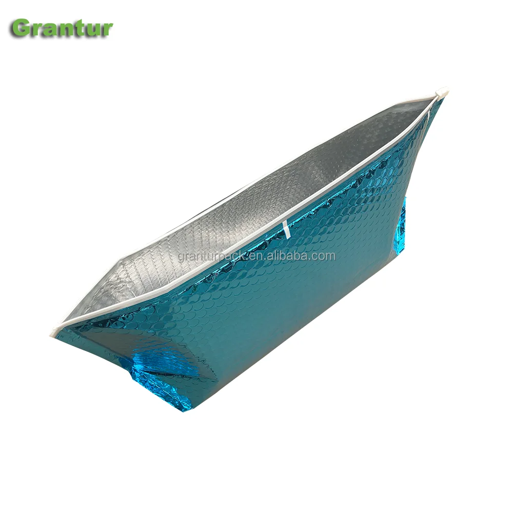 aluminum foil thermal insulated stand up zipper bubble envelope for storage Cool Food Take Out Courier Bags