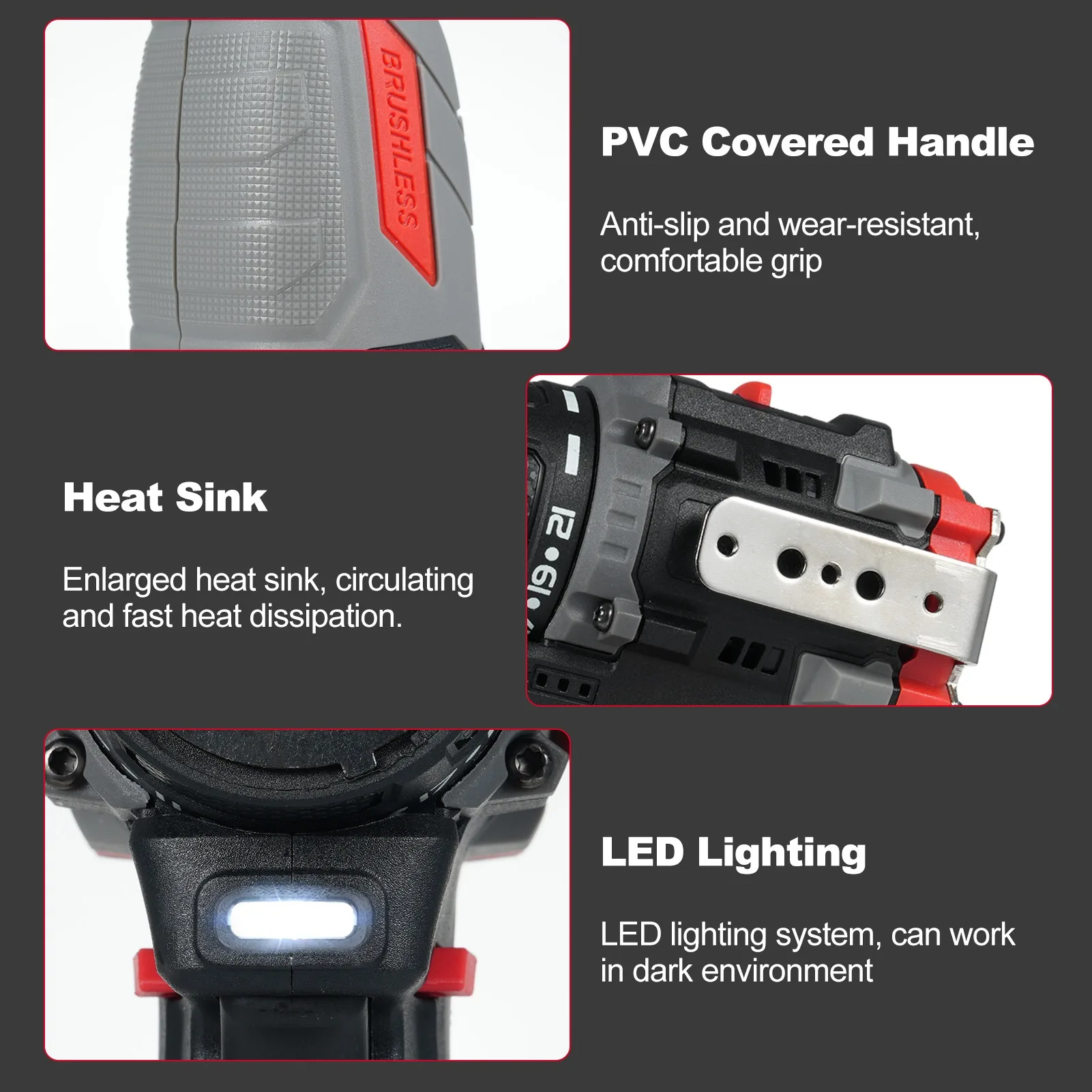 16.8V Brushless Power Screwdriver + Hammer 45Nm 1600RPM Lithium Screwdriver Tool Kit Electric Screw Driver for Wood PVC 1Battery