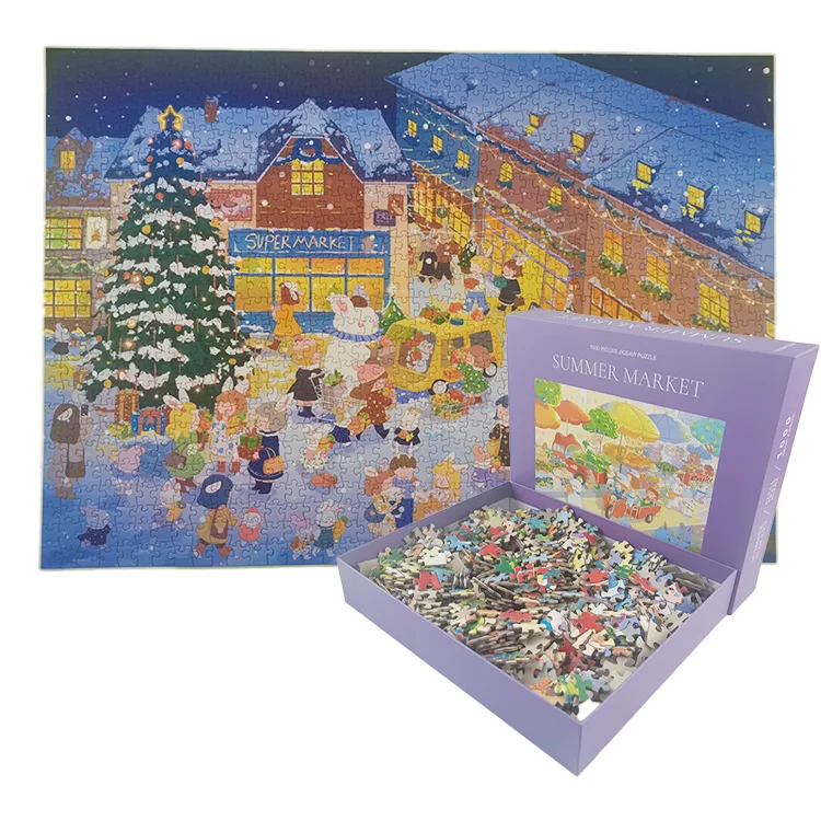 Great Interlock Free Sample Custom Printing Jigsaw Puzzlle 500 1000 Pieces Eco Friendly Recycled Paper Cardboard Jigsaw Puzzle