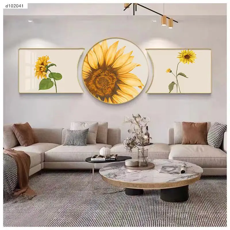 Fashion Flowers Paintings Chrysanthemum Crystal Porcelain Painting For Living Room