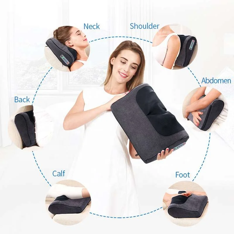
New 6 button Electric heated neck shoulder waist back Therapy pain kneading Massage pillow 