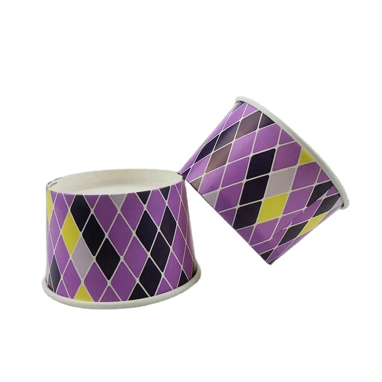 Eco Friendly PLA Coated Food Grade Ice Cream Container Cup with Lid Ice Cream Packaging Cups With Lids
