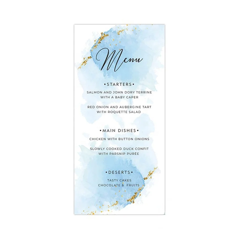 wedding menu card cusrom logo flora printing personalized text