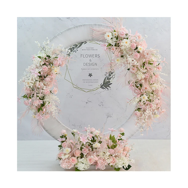 Garden event hotel party pink red white customization fabric metal arch wedding centerpiece decoration flower arch for sale