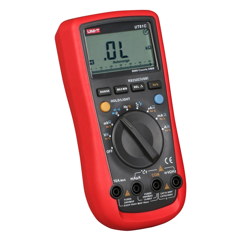 Uni-t UT61C ЖК-подсветка напряжения мультиметр емкость мультиметр тестер k-тип датчик температуры RS-232 интерфейс