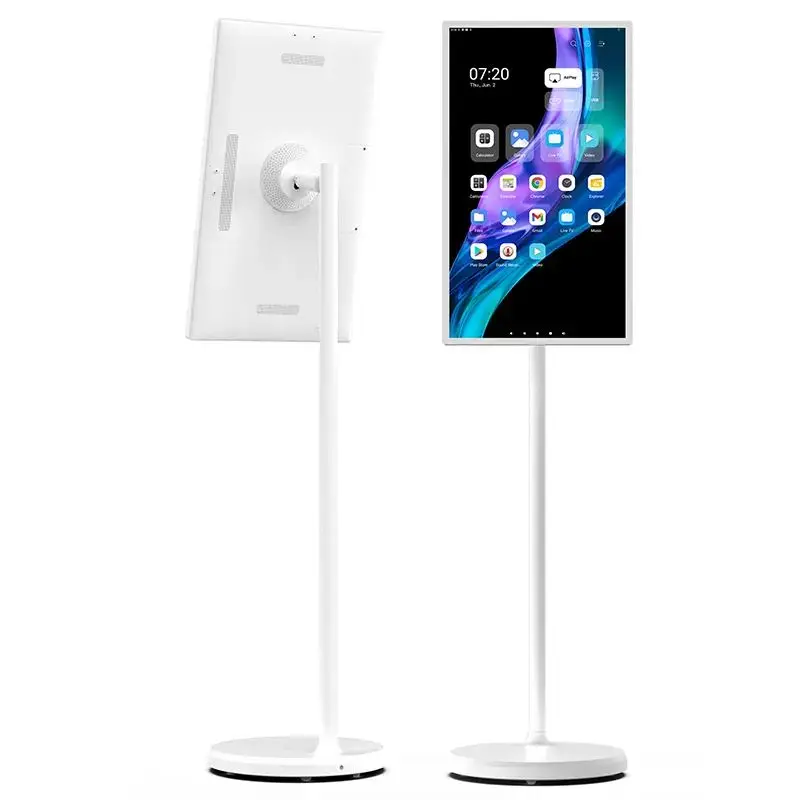 21.5 Inch Floor Standing Android Digital Signage Video Player Floor Standing Smart Tv  Portable Tv