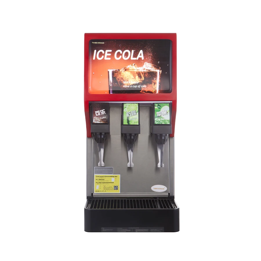 Post mix soda fountain dispenser cola making machine with BIB and tank syrup system