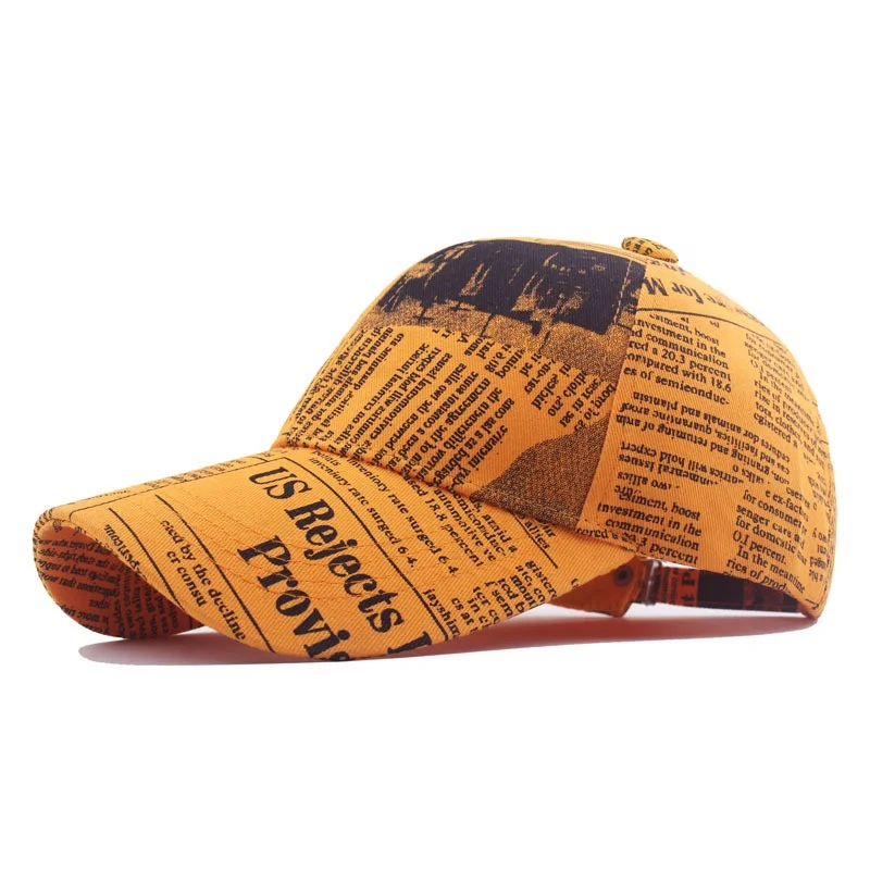 New wholesale custom baseball hat British vintage newspaper alphabet pattern sports caps outdoor