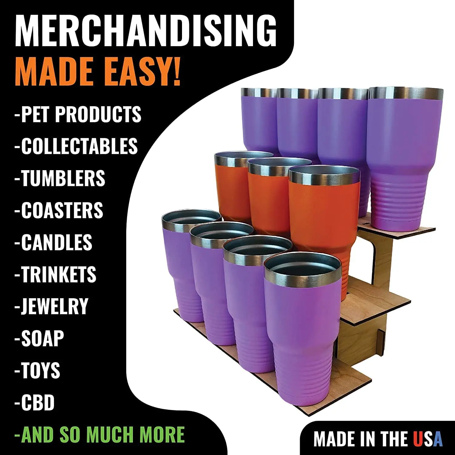 Wooden Retail Table Top 3-Tier Straight Retail Table Display Stand rack