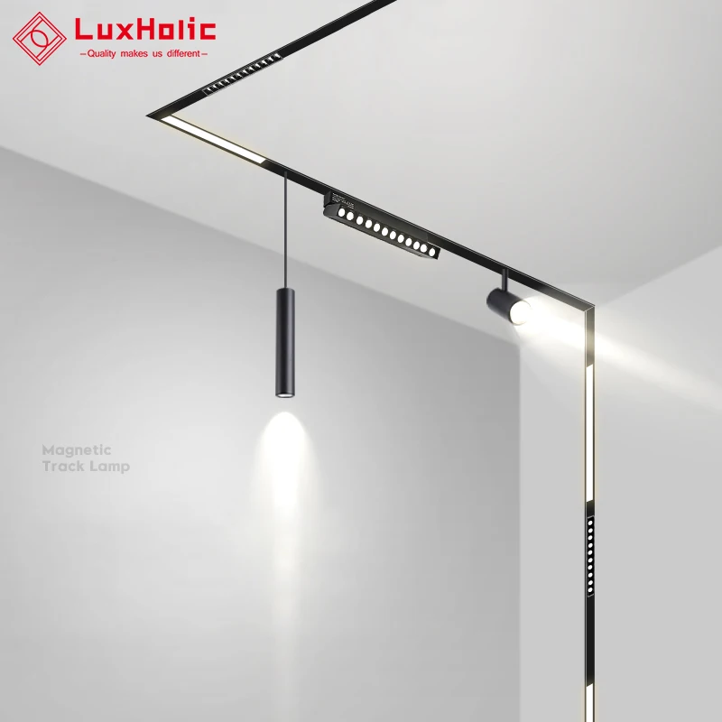 Ceiling Decorative Magnetic Spot Light Dimmable Smart 3000k 24v dc Magnetic Suction Lighting System Track Rail For Pro Showroom