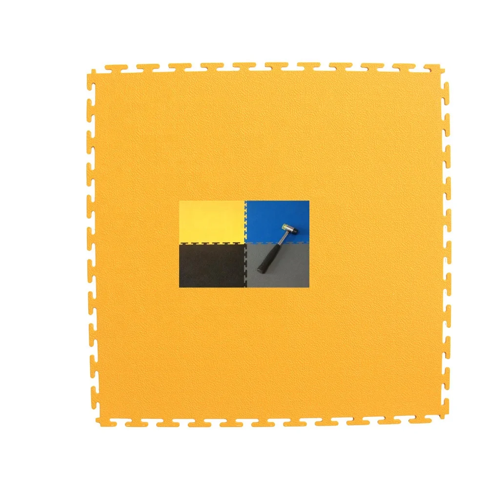 1.5x1.5 feet hot sale vinyl flooring for workshop flexible pvc plastic interlocking floor tile for garage leather top flat base