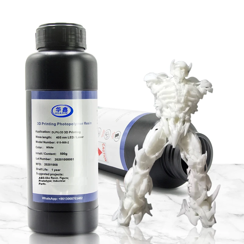 Huaxin Photosensitive White ABS-Like UV Photopolymer Liquid 3D DLP LCD SLA Printer Resin