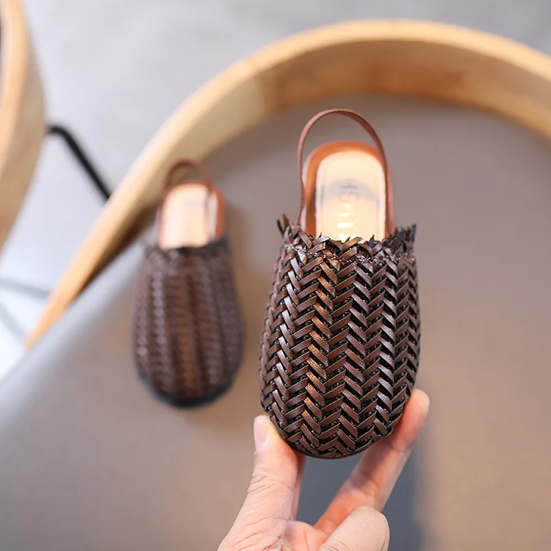 2021 тканые сандалии для девочек, детская повседневная обувь в стиле ретро, детские сандалии и тапочки Baotou