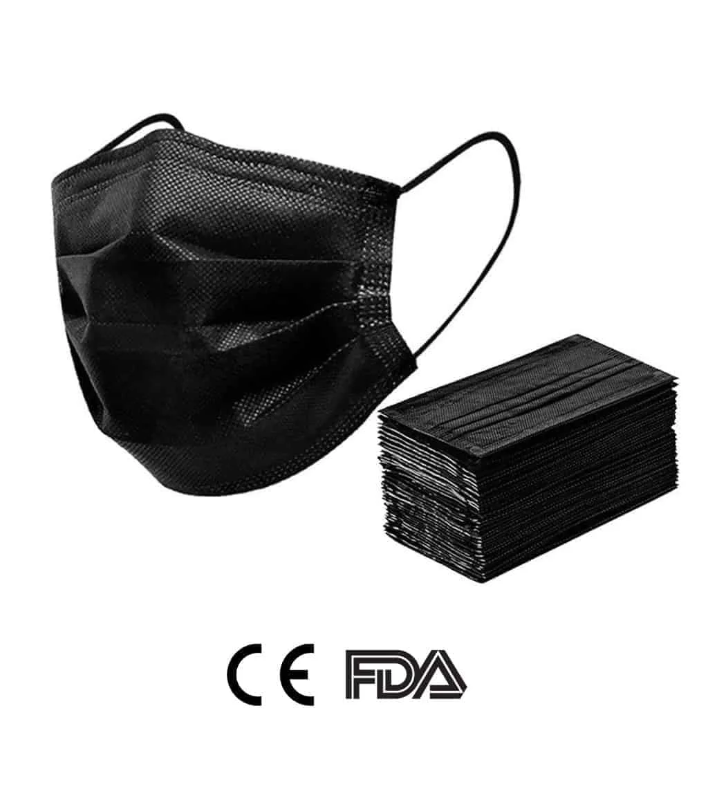 Wholesale Black ASTM Level2 3-ply Surgical Maskss CE Medical Black Facemask High Quality Manufacturer Disposable Face Masks