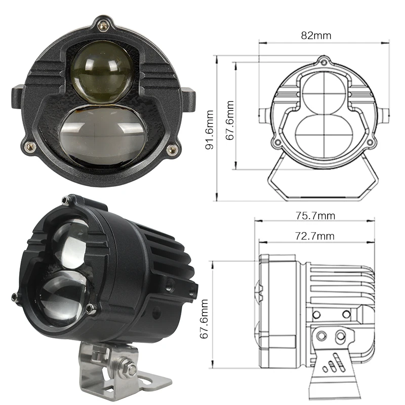 Sanvi New Arrival Mini U30 Motorcycle LED Projector Lens Headlight Spot Light 40W Dual Color Car LED Fog Lights Auto Work Light