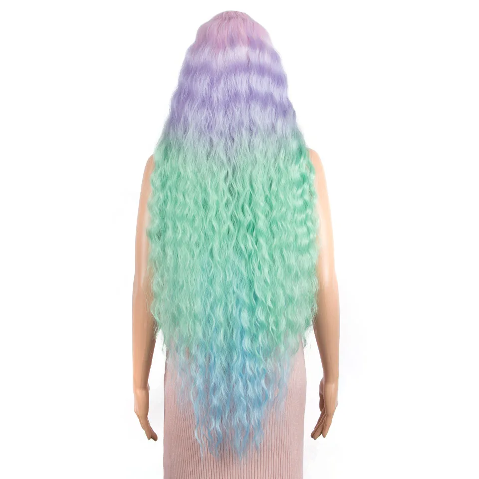 Pink Futura Synthetic Hair Lace Front High Quality Long Curly Blonde Ombre Lace Front Synthetic Hair Wigs With Baby Hair