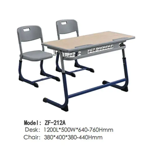 Wholesale Modern Two Seater School Desk and Chair Set Adjustable School Furniture Classroom Student Study Chair and Table Sets