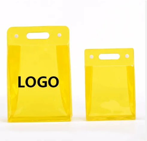 2024 New Trend Transparent PVC Clear Bag Cute Colorful Neon Pink Travel Wash Cosmetic Makeup Pouch with Button and Handle