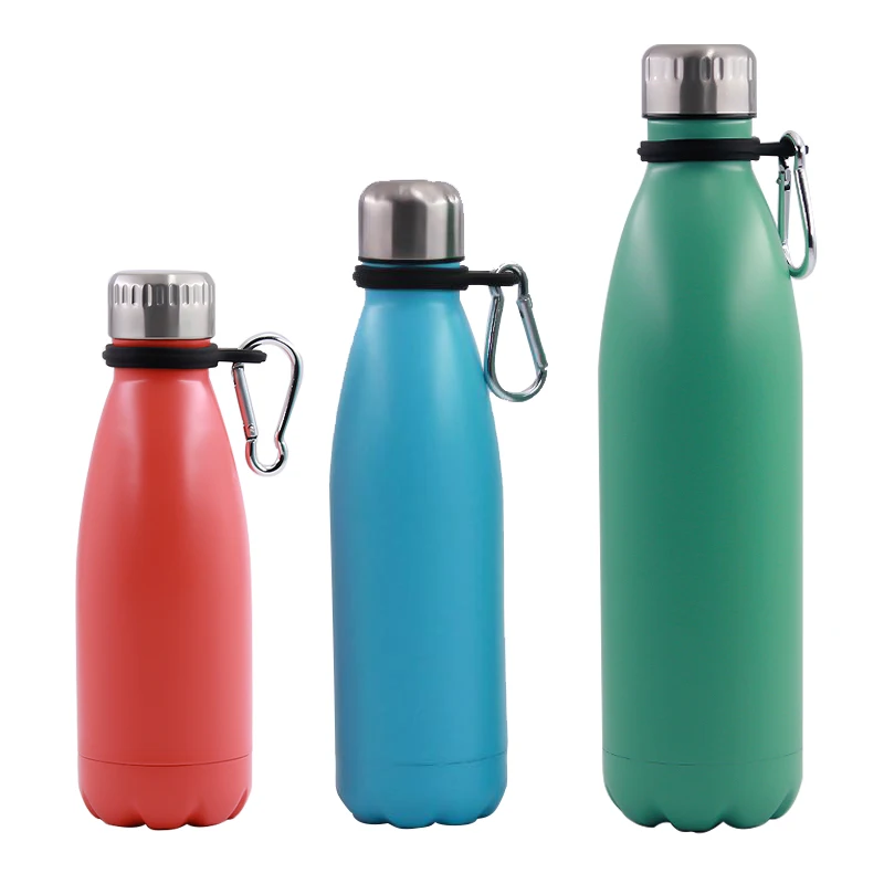 Bowling Shape 18/8 Stainless Steel Narrow Mouth Sports Water Bottle With Carabiner