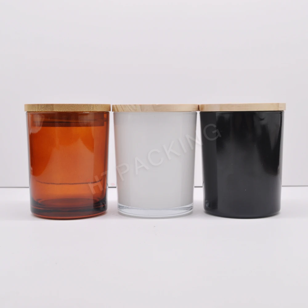 Candle Jar 6oz 15oz Custom Color Amber Matte Frosted Glass Candle Jar With Lid And Box For Candle Making Decorate