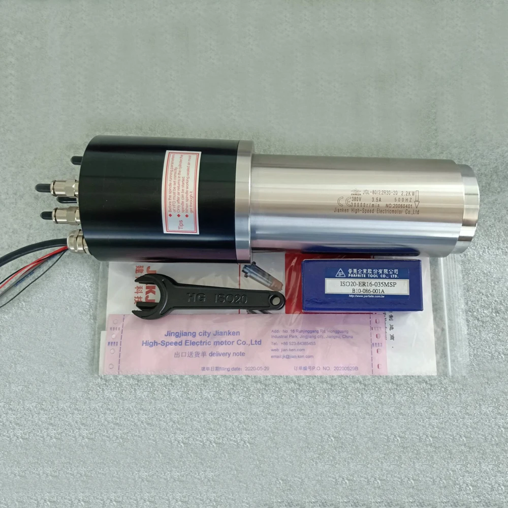 Jianken JGL-80 30000rpm  ISO20  220V/380V pneumatic tool change ATC Spindle motor for CNC