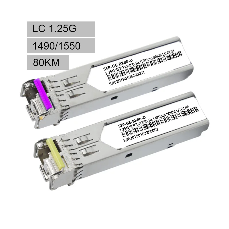 1.25G Bidi Single Mode Dual Fiber 1490nm/1550nm 80KM SFP Module