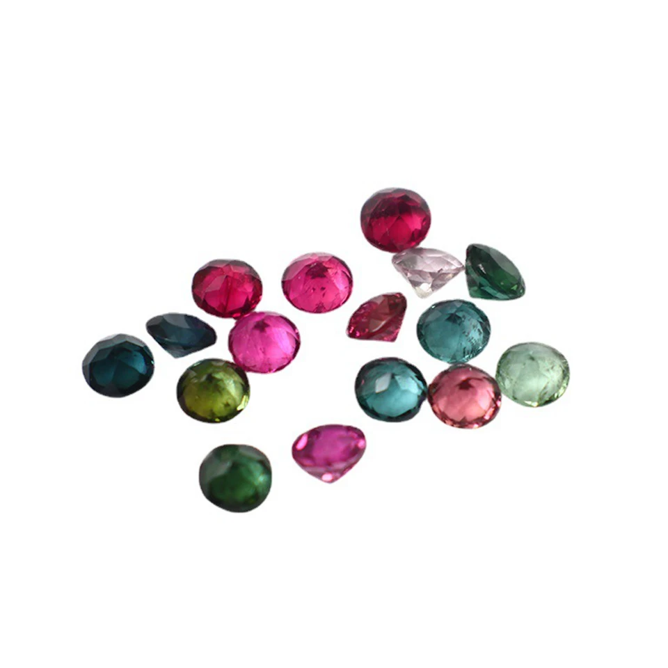 High Quality Pure Stone Natural Tourmaline Candy Colour Round Inlaid Gemstone For Diy Ring Necklace Earrings Bracelet
