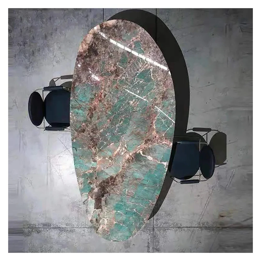 Luxury Brazil Green Natural Marble Top  For Dining Room Rectangular Dining Table