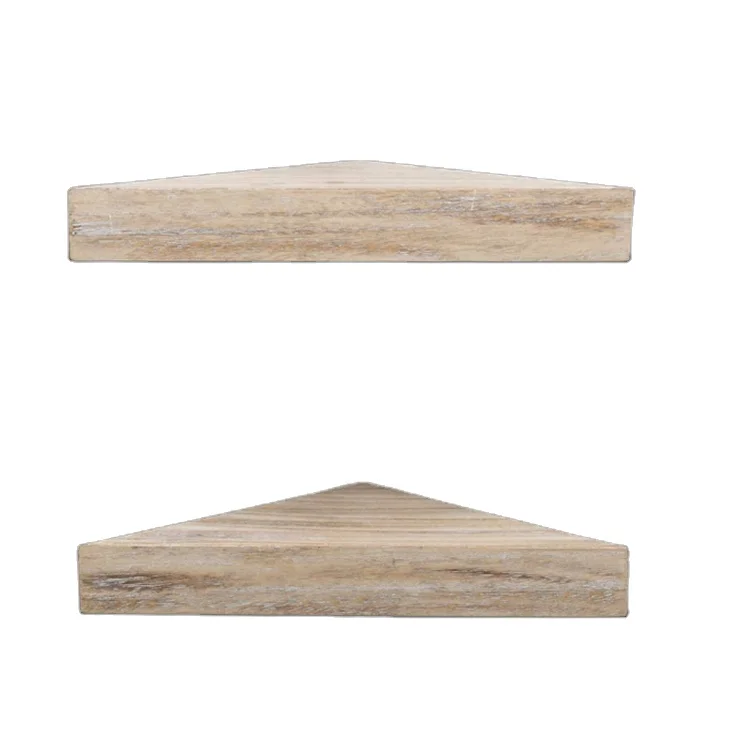 Factory solid wood three tiered kitchen floating corner decor wall shelf set