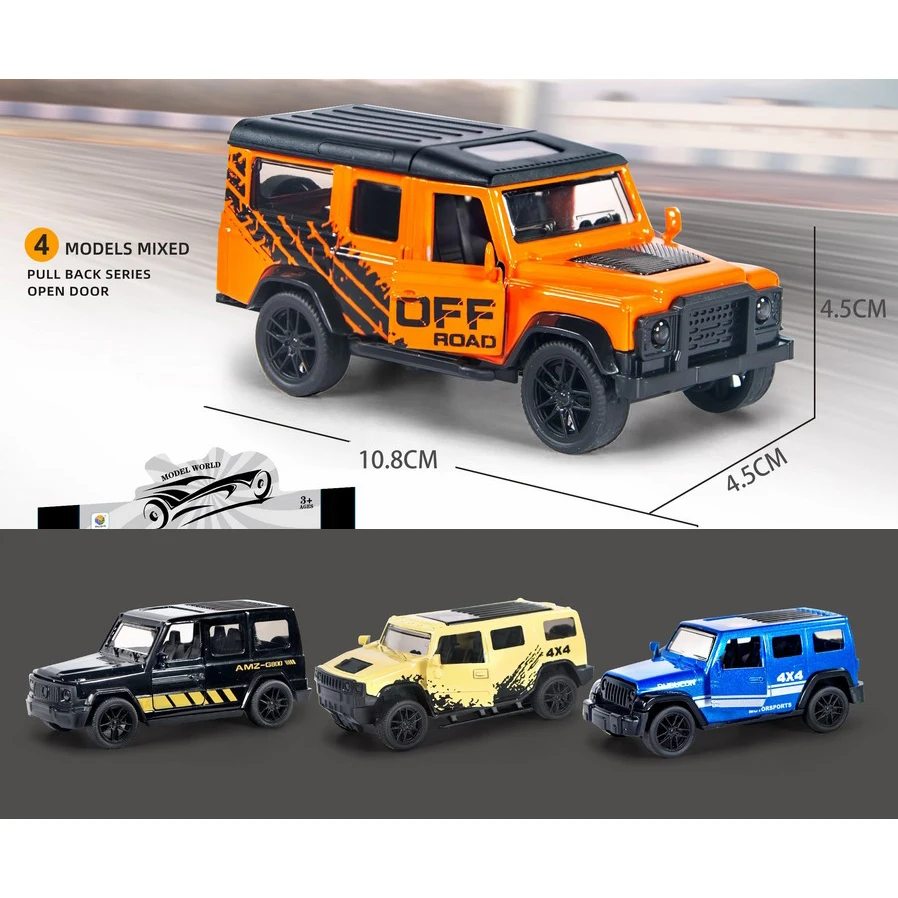big promotion cheap simulation  1: 42 scale alloy model pull back car off-road diecast car toy for kids